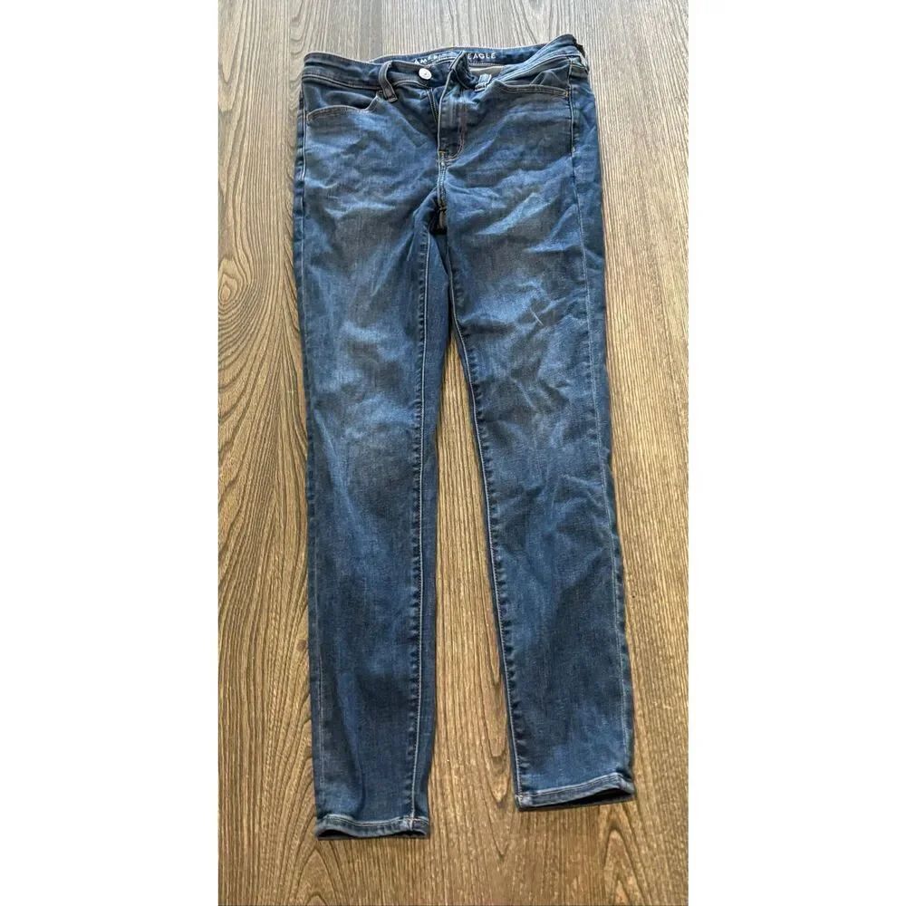 American Eagle Womens Skinny Jeans Mid Rise Next Level Stretch Denim Blue Size 6